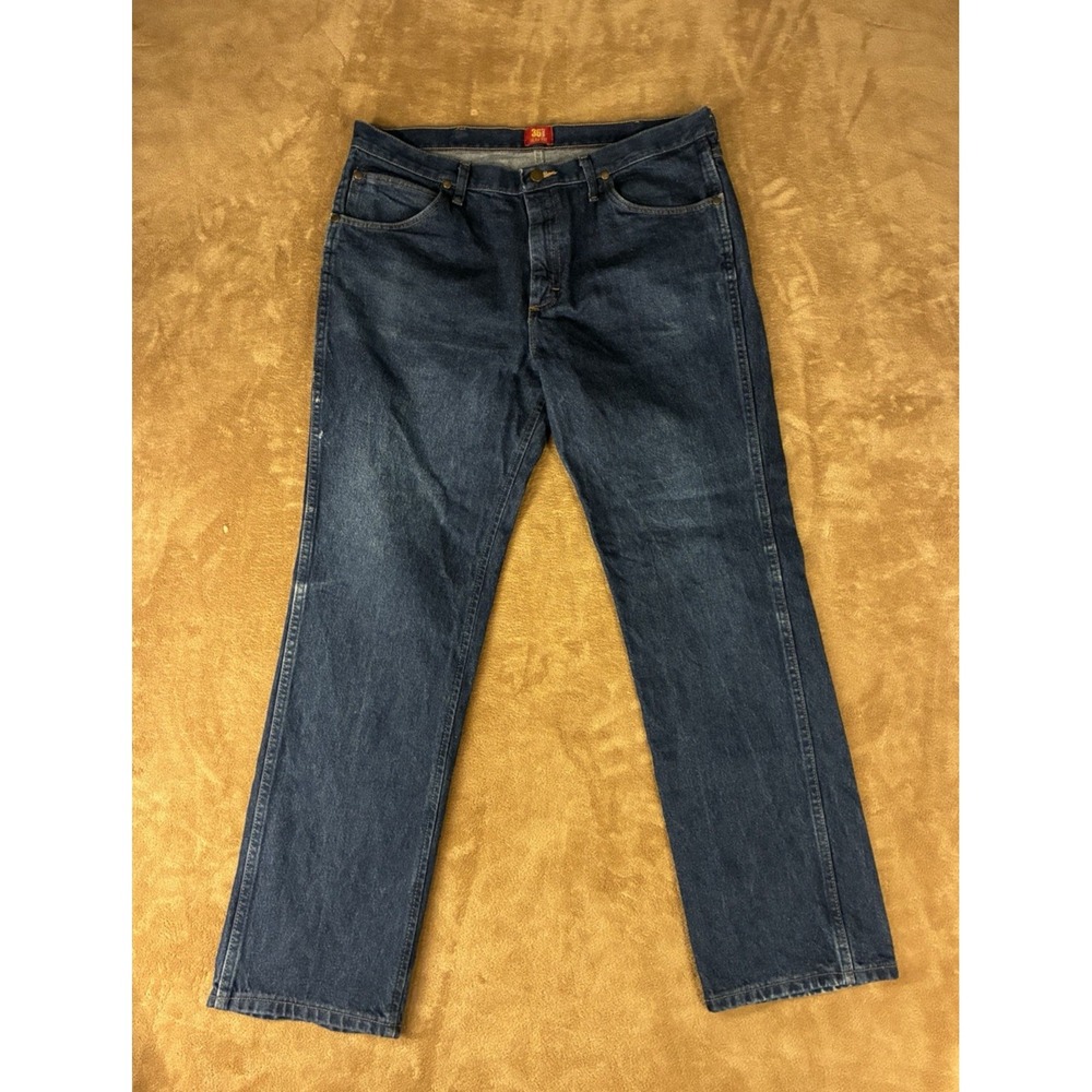 VTG Wrangler Mens Jeans 38 x 32 Dark Blue Premium Cowboy Cut Straight Workwear